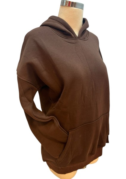 Kapşonlu Önden Cepli Oversize Koyu Kahverengi 3 Ip Sweatshirt fiyatları