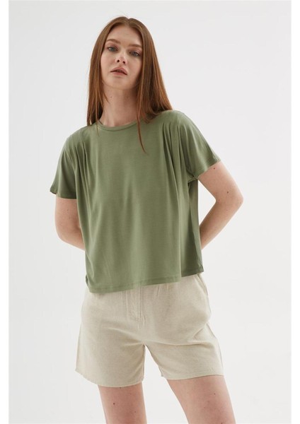 Fashıon Frıends Kadın Dökümlü Crop Bluz 25Y0512K1