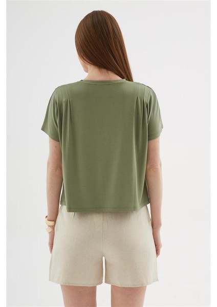 Fashıon Frıends Kadın Dökümlü Crop Bluz 25Y0512K1 fırsatları