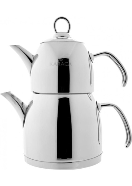 Şık Aile Boy Metalik Çaydanlık, Modern ve Dayanıklı Tasarım, Çelik, Beyaz Renk