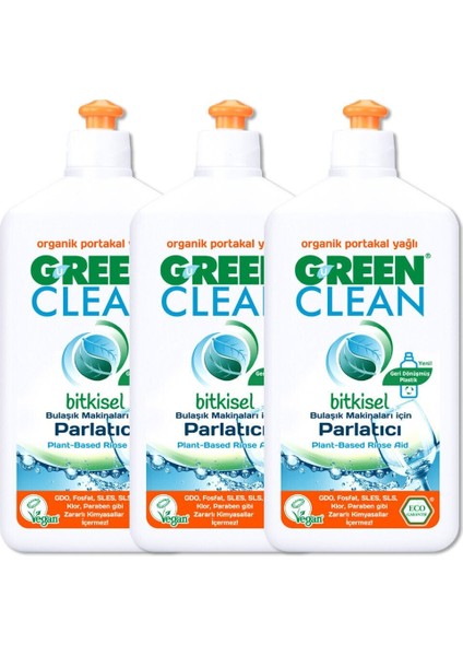 Organik Portakal Yağlı Bitkisel Bulaşık Makinesi Parlatıcı 500 ml 3'lü