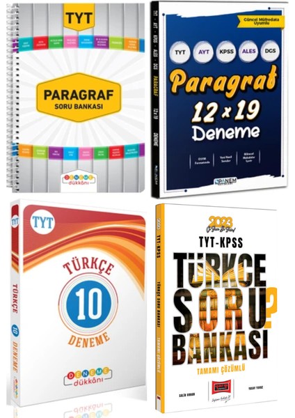 TYT Deneme Dükkanı Paragraf Soru Bankası - 10 Deneme + Panem Paragraf Deneme+Yargı Türkçe Soru Bankası