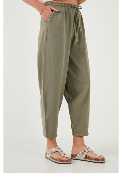 Pamuklu Relaxed Fit Normal Bel Daralan Paça Pantolon Bayan Pantolon 668YP5198