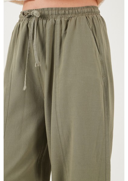 Pamuklu Relaxed Fit Normal Bel Daralan Paça Pantolon Bayan Pantolon 668YP5198