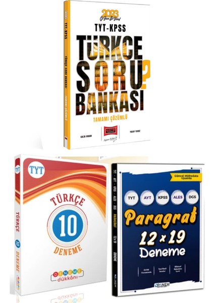 TYT Türkçe Soru Bankası + Deneme Dükkanı Türkçe 10 Deneme + Panem Paragraf Deneme