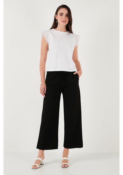 Keten Karışımlı Regular Fit Normal Bel Geniş Paça Pantolon Bayan Pantolon 5866030