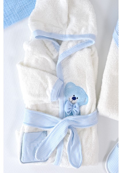 Erkek Bebek Bear Bornoz Takımı Havlu Seti % 100 Pamuk Kumaş 0- 2 Yaş STL6986 fiyatları