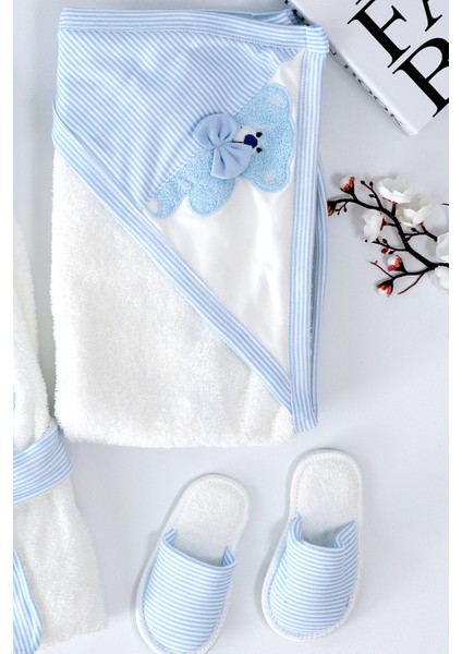 Erkek Bebek Bear Bornoz Takımı Havlu Seti % 100 Pamuk Kumaş 0- 2 Yaş STL6986 modelleri