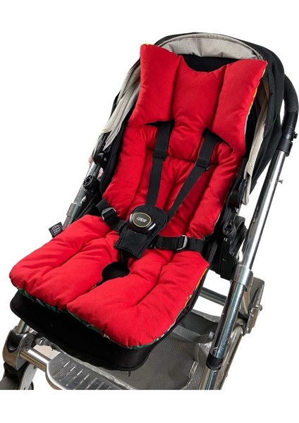 Içi Pamuk Dolgulu Bel Destekli Bebek Arabası Minderi - Çift Taraflı