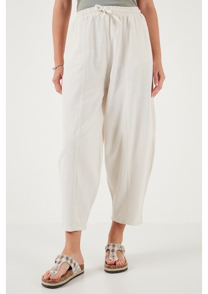 Pamuklu Relaxed Fit Normal Bel Daralan Paça Pantolon Bayan Pantolon 668YP5198