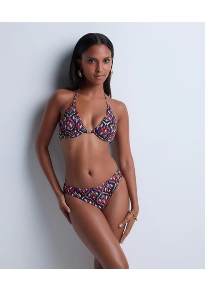 Sunkissed Allure Balenli Üçgen Bikini Üstü, Ikat Desenli, Altın Detaylı fiyatları
