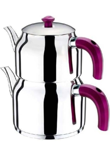 Aile Boy Çaydanlık, Şiraz Serisi, Paslanmaz Çelik, Gri, Şık ve Dayanıklı Mutfak Gereci