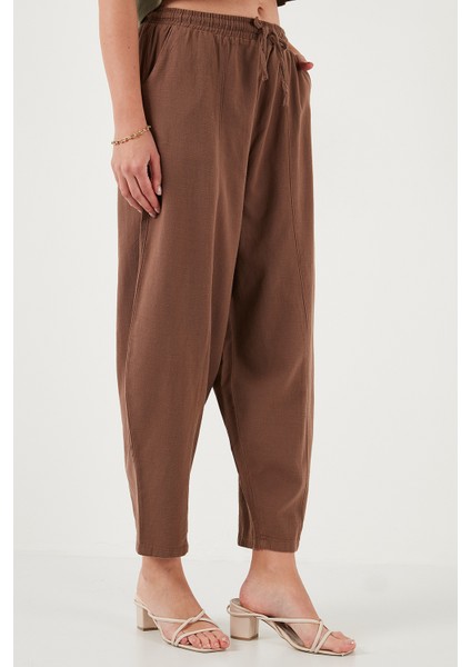 Pamuklu Relaxed Fit Normal Bel Daralan Paça Pantolon Bayan Pantolon 668YP5198