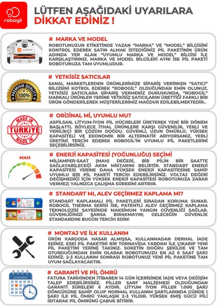 Ecovacs T5 Max/power/hero 6400MAH Therma Serisi Alev Geçirmez Kaplamalı Uyumlu Robot Süpürge Bataryası T.D6415BS-ECO-020