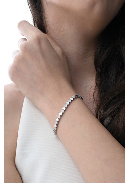 Gümüş Rodyumlu Zirkon Taşlı Modern Görünümlü Sevgi Zinciri Bileklik SGTL12854RODAJ fiyatları