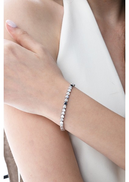 Gümüş Rodyumlu Zirkon Taşlı Modern Görünümlü Sevgi Zinciri Bileklik SGTL12854RODAJ modelleri