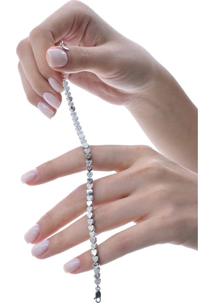 Gümüş Rodyumlu Zirkon Taşlı Modern Görünümlü Sevgi Zinciri Bileklik SGTL12854RODAJ fırsatları