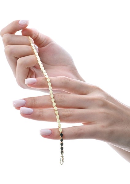 Gümüş Altın Yaldızlı Modern Görünümlü Damla Su Yolu Bileklik SGTL12849GOLD fırsatları