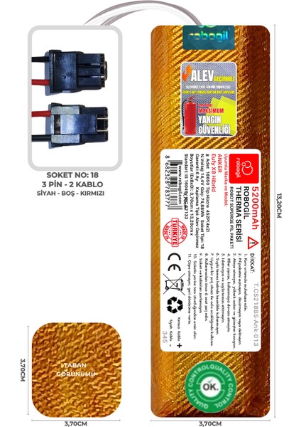 Anker Eufy X8 Hibrid 5200MAH Therma Serisi Alev Geçirmez Kaplamalı Uyumlu Robot Süpürge Bataryası T.C5218BS-ANK-013