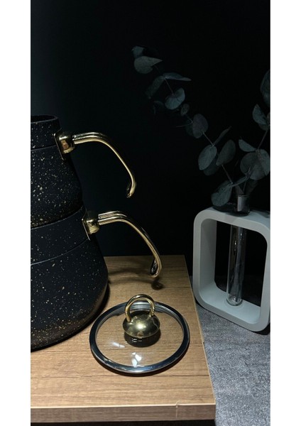 Şık Siyah Granit Çaydanlık Takımı, dayanıklı ve estetik tasarım, 3L hacim indirimleri