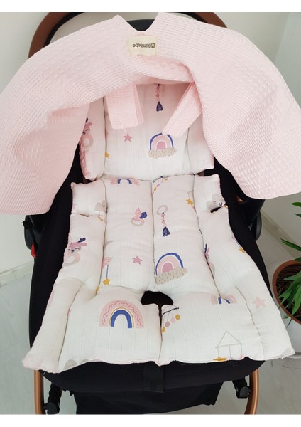 Müslin Pike Çift Kat Puset Örtüsü, Minderli Bebek Çift Kat Kışlık Puset Örtüsü, %100 Pamuklu fiyatları