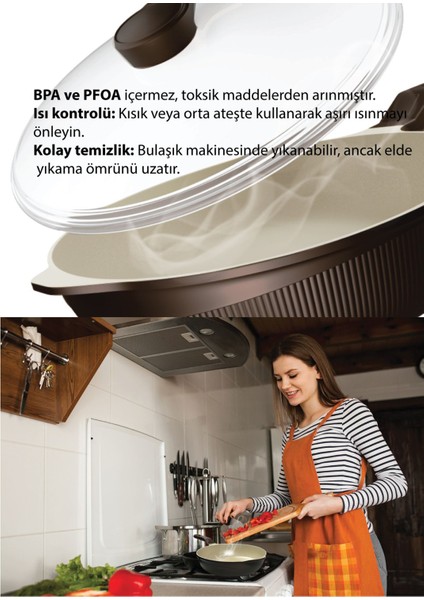 Prosteam 6 Katmanlı Granit Tava ve Tencere 26 cm - Airfrey Özellikli Yanmaz Yapışmaz 2'in 1 Tava modelleri