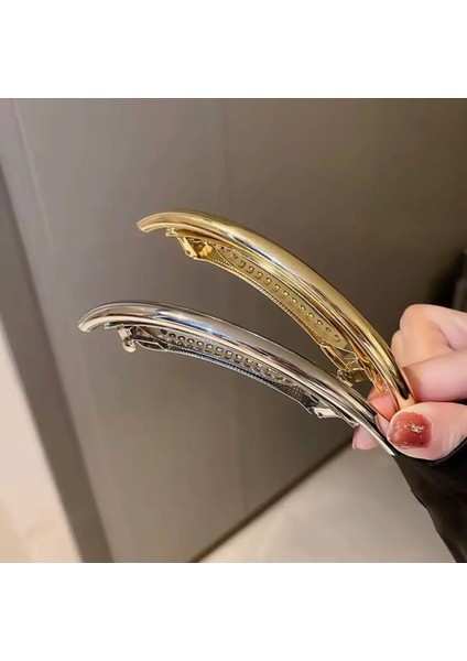 Inderin Kavisli Uzun Metal Toka Gold - Gümüş Retro Trend Toka Kadın Genç Çocuk Saç Aksesuarı modelleri