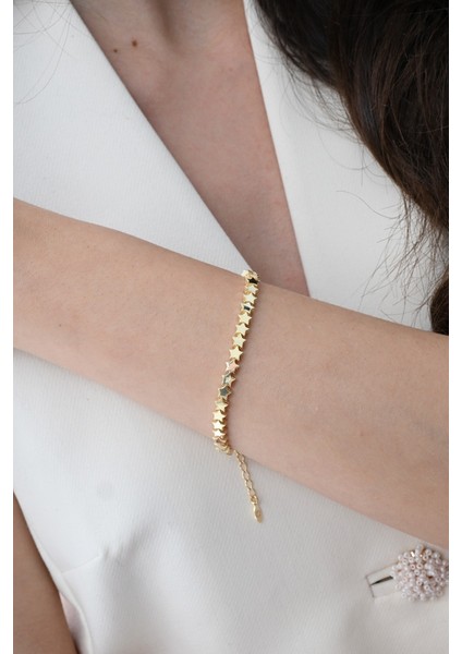 Gümüş Altın Yaldızlı Modern Görünümlü Kayan Yıldızlar Bileklik SGTL12856GOLD fiyatları