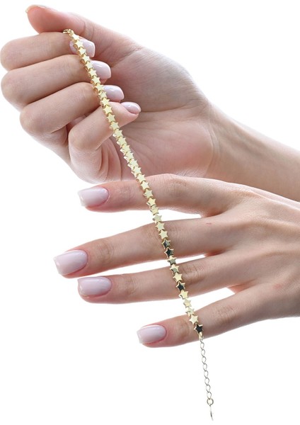 Gümüş Altın Yaldızlı Modern Görünümlü Kayan Yıldızlar Bileklik SGTL12856GOLD modelleri