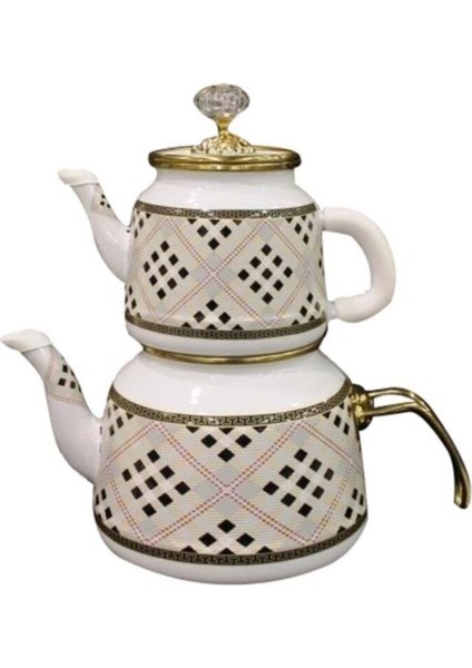 Vintage ekose emaye çaydanlık ve takım seti, şık ve kullanışlı tasarım modelleri