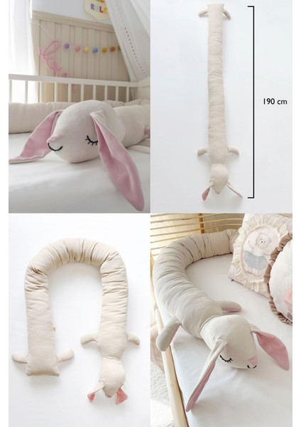 Sevimli Uzun Beşik Yatak Yan Koruma, Uyku Arkadaşı Bebek Çocuk Odası Dekoratif Sosis Tavşan Yastık