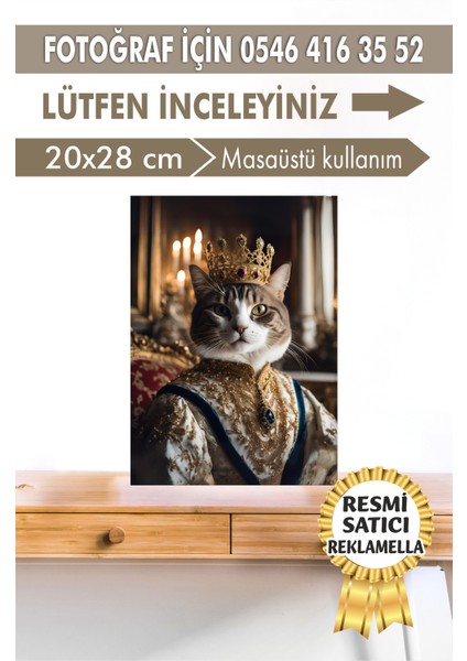 No:15 Kişiye Özel Tasarım Evcil Hayvan Tablosu Patili Hediyelik Kraliyet Kıyafetli Portresi