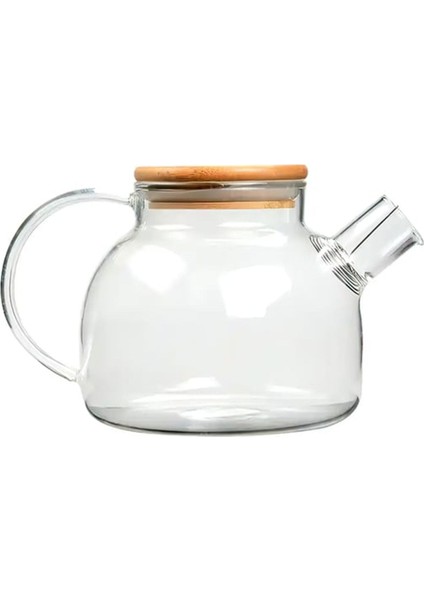 Bambu Kapaklı 1000ml Cam Demlik, Şeffaf ve Şık Tasarım, Dayanıklı Materyal