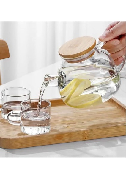 Bambu Kapaklı 1000ml Cam Demlik, Şeffaf ve Şık Tasarım, Dayanıklı Materyal modelleri