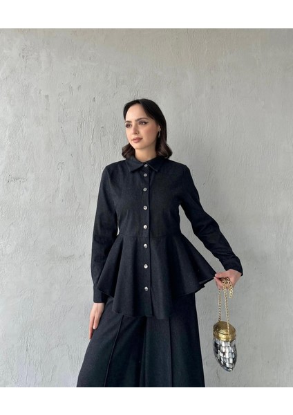 Moda Ala Bol Paça Kot Takım Siyah