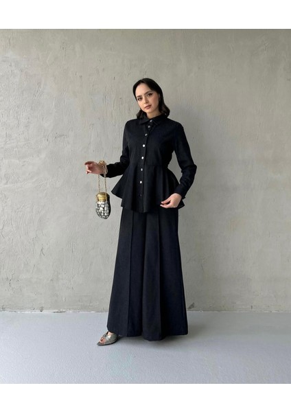 Moda Ala Bol Paça Kot Takım Siyah modelleri