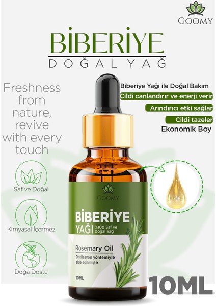 Biberiye Yağı Doğal Bitkisel Uçucu Yağ Rosemary Oil 10ml