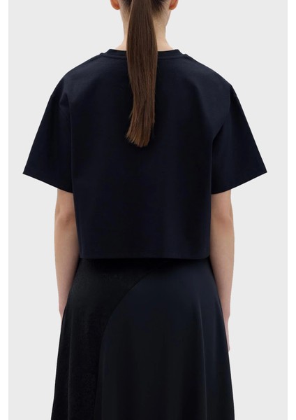 Logolu Bisiklet Yaka Pamuklu Crop T Shirt Bayan T Shirt LB23FWCLAFUTS fiyatları