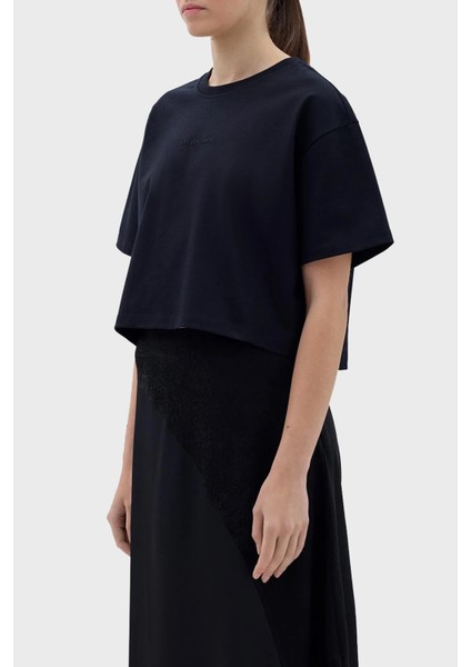 Logolu Bisiklet Yaka Pamuklu Crop T Shirt Bayan T Shirt LB23FWCLAFUTS modelleri