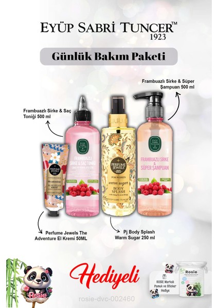 Vücut Spreyi Warm Sugar, The Adventure Krem, Frambuaz Şampuan Vetonik ve Rosie