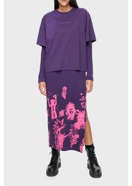 Oversized Fit Bisiklet Yaka T Shirt Bayan T Shirt LB24FWEAPFUTS