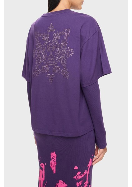 Oversized Fit Bisiklet Yaka T Shirt Bayan T Shirt LB24FWEAPFUTS modelleri