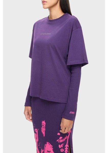 Oversized Fit Bisiklet Yaka T Shirt Bayan T Shirt LB24FWEAPFUTS fırsatları