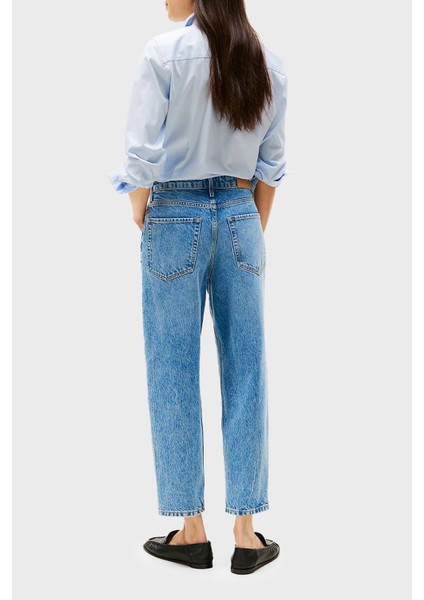Streç Pamuklu Tapered Fit Yüksek Bel Daralan Paça Jeans Bayan Kot Pantolon WW0WW44365 1A8