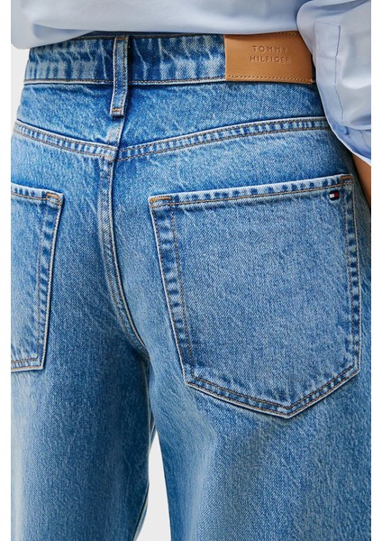 Streç Pamuklu Tapered Fit Yüksek Bel Daralan Paça Jeans Bayan Kot Pantolon WW0WW44365 1A8