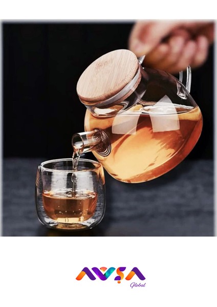 Bambu Kapaklı 1000 ml Isıya Dayanıklı Cam Demlik ve Sürahi, dayanıklı ve şık kullanım fırsatları