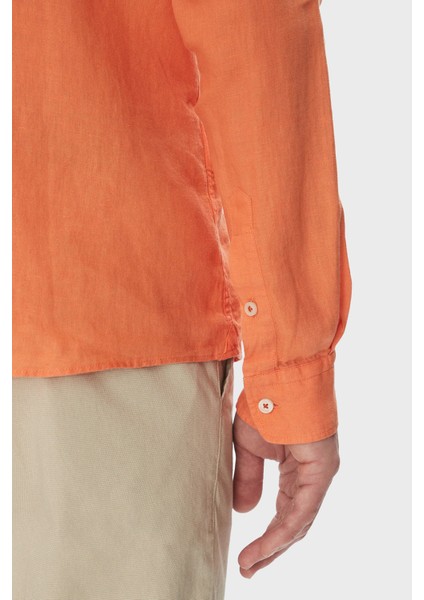 % 100 Keten Slim Fit Düğmeli Yaka Gömlek Erkek Gömlek 50520283 823 indirimleri