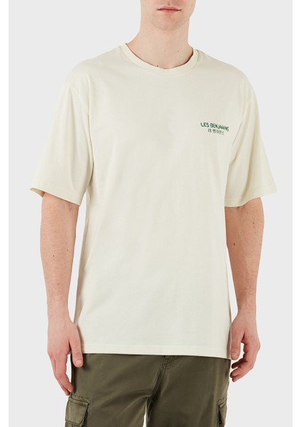 Baskılı Relaxed Fit Pamuklu Bisiklet Yaka T Shirt Erkek T Shirt LB25SSUNLMUTS