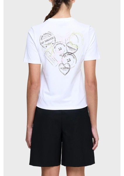 Baskılı Pamuk Regular Fit Bisiklet Yaka T Shirt Bayan T Shirt LB25SSUNLFUTS modelleri