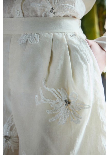 Nakışlı Taş Detaylı Regular Fit Normal Bel Mini Short Bayan Short 053
